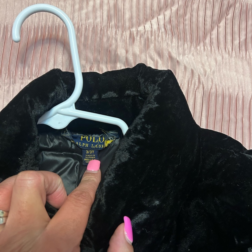 Toddler black velour POLO Ralph Lauren Puffer coat! - Picture 2 of 6